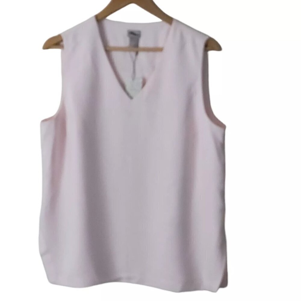 Chico's Black Label Curved Back Double Layered Tank Top‎ Pink L